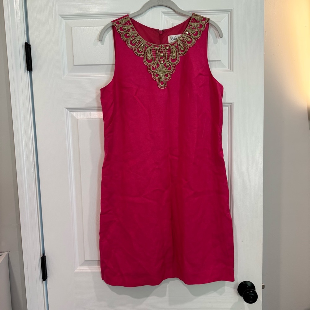 Eliza J Sleeveless Cocktail Dress Pink with Gold Embellishments